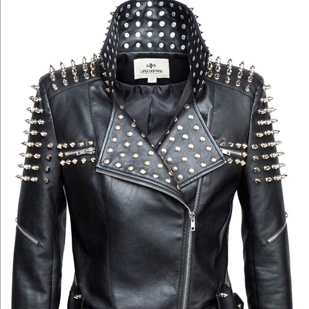 Punk Rocker Faux Leather Studded Jacket